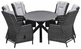 Garden Impressions Marbella verstelbare tuinset 7-delig donker grijs - Scot tuintafel 230x115 cm