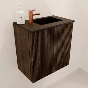 Mondiaz Joya 40cm toiletmeubel walnut met wastafel faye rechts 1 kraangat urban
