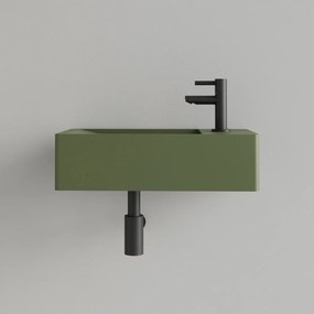 Sanigoods Luko fontein 40x22cm rechts met kraangat olijfgroen
