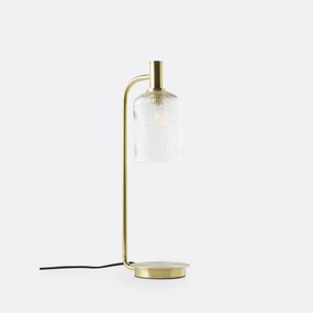 Tafellamp in messing en geribbeld glas, Bogota