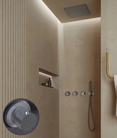 Saniclear Plus Stripes inbouw regendouche met inbouw douchekop 30x30cm en staafhanddouche chroom