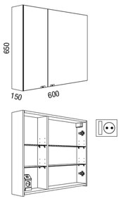 Muebles Ally spiegelkast 60x65cm