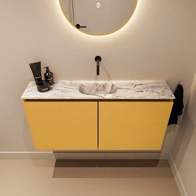 Mondiaz Ture DLux toiletmeubel 100cm ocher met wastafel glace midden zonder kraangat