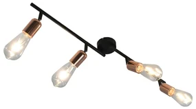 vidaXL Spotlight 4-voudig E27 60 cm zwart en koperkleurig