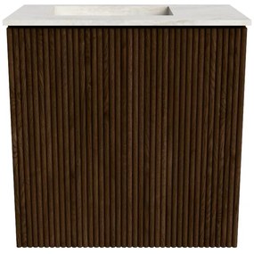 Mondiaz Joya DLux 40cm toiletmeubel walnut met wastafel faye links 1 kraangat ostra