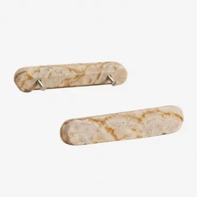 Set Van 2 Handgrepen Van Natuurlijk Steen Casbina Beige Marmer Panther - Sklum