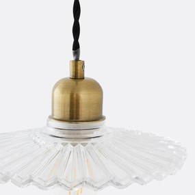 Hanglamp in messing en geribbeld glasØ20 cm, Iloa
