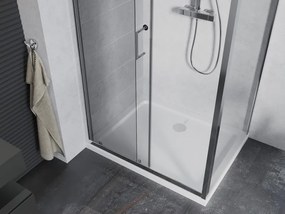 Mexen Apia schuifbare douchecabine 120 x 90 cm, transparant, chroom + Flat douchebak - 840-120-090-01-00-4010