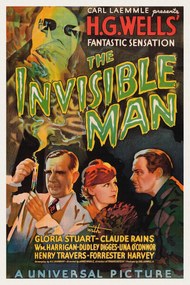 Kunstdruk The Invisible Man (Vintage Cinema / Retro Movie Theatre Poster / Horror & Sci-Fi), (26.7 x 40 cm)