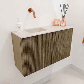 Mondiaz Joya DLux 70cm toiletmeubel dusk met wastafel faye links zonder kraangat meli