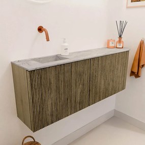 Mondiaz Joya DLux 110cm toiletmeubel ronding rechts dusk met wastafel faye links zonder kraangat glace