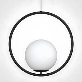 Plafondlamp Hangende Glazen Bol Wit Goud G110-1W BLACK WHITE