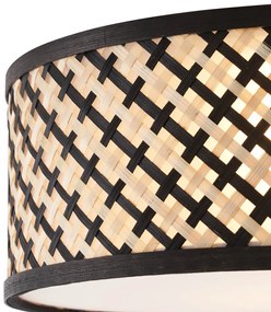 Oosterse plafondlamp rotan met zwart 30cm - TremmoOosters E27 Bohemian rond Binnenverlichting Lamp