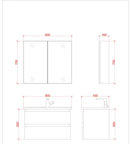 SaniGoods Sally badkamermeubel 80cm grijs mat met Solid Surface waskom ovaal
