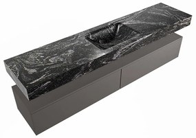 Mondiaz Alan DLux badmeubel 200cm dark grey 2 lades met wastafel lava midden zonder kraangat