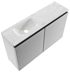 Mondiaz Ture DLux toiletmeubel 80cm plata met wastafel opalo links zonder kraangat