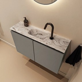 Mondiaz Ture DLux toiletmeubel 80cm smoke met wastafel glace midden met kraangat