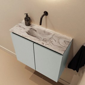 Mondiaz Ture DLux toiletmeubel 60cm greey met wastafel glace midden zonder kraangat