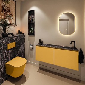 Mondiaz Ture DLux toiletmeubel 120cm ocher met wastafel lava rechts met kraangat