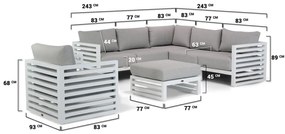Hoek loungeset  Aluminium Wit 6 personen Santika Furniture Santika Jaya
