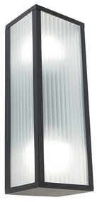 Smart buiten wandlamp met dimmer zwart met ribbel glas incl. 2 Wifi A60 - Charlois Modern E27 IP44 Buitenverlichting