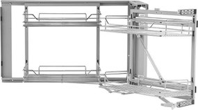 VEVOR Keukenkastorganizer met 2 lagen en 4 planken, verchroomde opbergmand van koolstofstaal, opbergorganizer, links- en rechtsdraaiend, min. deuropeningsbreedte 60 cm