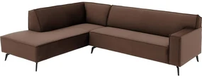 Goossens Basic Hoekbank Edolo bruin, stof, urban industrieel met ligelement links