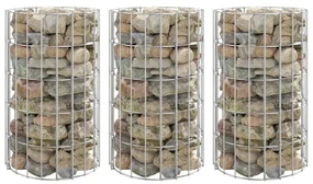 vidaXL Gabion plantenbakken 3 st rond verhoogd Ø30x50 cm staal