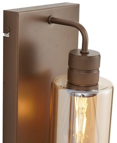 Hotel Chique wandlamp donker brons met amber glas - Stavelot