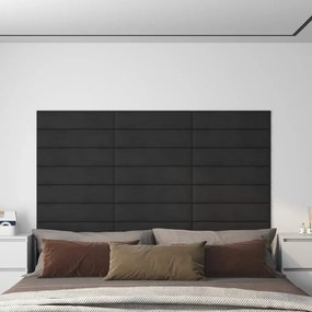 vidaXL Wandpanelen 12 st 1,08 m² 60x15 cm fluweel zwart
