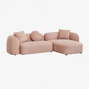 2-delige Modulaire Chaise Longue-bank Rechts, In Coco Chenille Stof Chenille Roze – Kwarts - Sklum