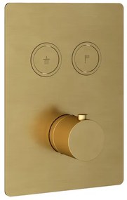 Hotbath Cobber afbouwdeel inbouwthermostaat met 2 pushbuttons geborsteld messing (goud) PVD PB009QEXTBBP