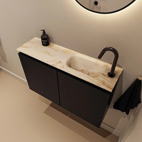 Mondiaz Ture DLux toiletmeubel 80cm urban met wastafel frappe rechts met kraangat