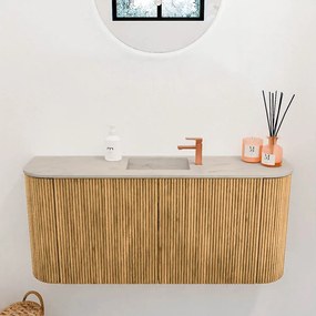 Mondiaz Joya DLux 95cm toiletmeubel ronding links/rechts oak met wastafel faye midden 1 kraangat opalo