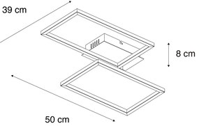 LED Plafondlamp vierkant zwart 3-staps dimbaar - Plazas Novo Modern Binnenverlichting Lamp