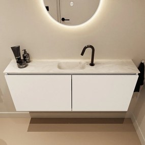 Mondiaz Ture DLux toiletmeubel 120cm talc met wastafel ostra midden met kraangat