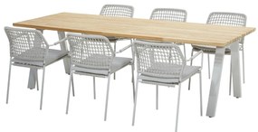 Taste by 4 Seasons Barista dining set frozen met Ambassador teak tafel 240 cm  Tuinset    houtkleur weerbestendig