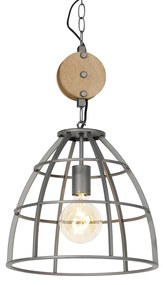 Smart hanglamp met dimmer antraciet met hout 34 cm incl. Wifi G95 - Arthur Industriele / Industrie / Industrial E27 rond Binnenverlichting Lamp