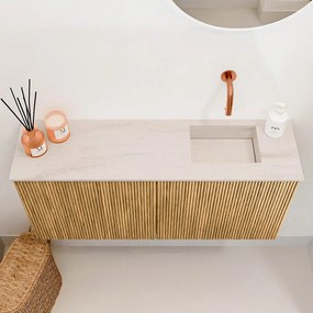 Mondiaz Joya DLux 90cm toiletmeubel oak met wastafel faye rechts zonder kraangat meli