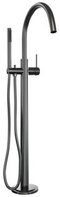 Brauer Stripe vrijstaande badmengkraan met staafhanddouche gunmetal geborsteld PVD