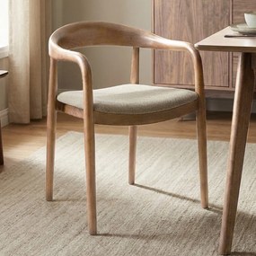Eetkamerstoel Naturel Hout Met Beige Zitting