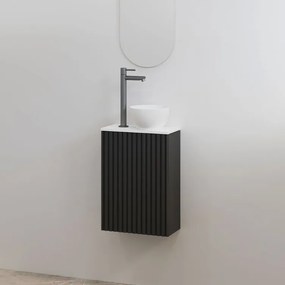 Best Design Mali ribbel toiletmeubel zwart mat met wit mat meubelblad