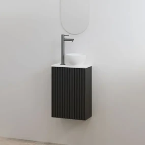 Best Design Mali ribbel toiletmeubel zwart mat met wit mat meubelblad