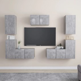 vidaXL 7-delige Tv-meubelset spaanplaat betongrijs