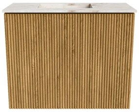 Mondiaz Joya DLux 50cm toiletmeubel oak met wastafel faye links 1 kraangat frappe
