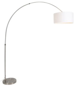 Booglamp staal stoffen kap wit 50/50/25 verstelbaar - XL Modern E27 Binnenverlichting Lamp