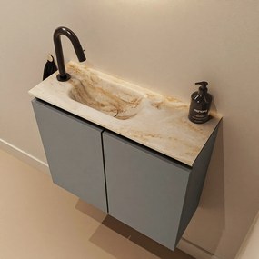 Mondiaz Ture DLux toiletmeubel 60cm smoke met wastafel frappe links met kraangat