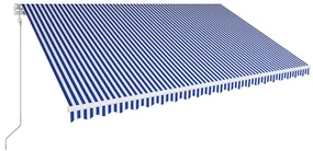 vidaXL Luifel automatisch uittrekbaar 500x300 cm blauw en wit