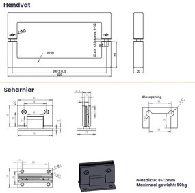 Saniclear Modern douchecabine 80x70 met 70cm deur anti-kalk RVS