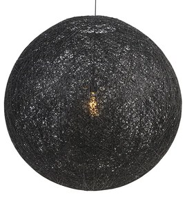 QAZQA Eettafel / Eetkamer Landelijke hanglamp zwart 80 cm - Corda Landelijk E27 bol / globe / rond Binnenverlichting Lamp